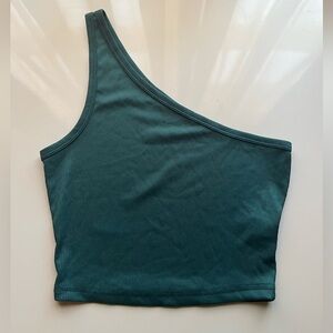 Blue off the shoulder cropped tank